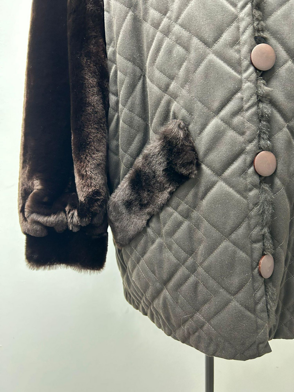 Yves Saint Laurent Brown Bimaterial Fur