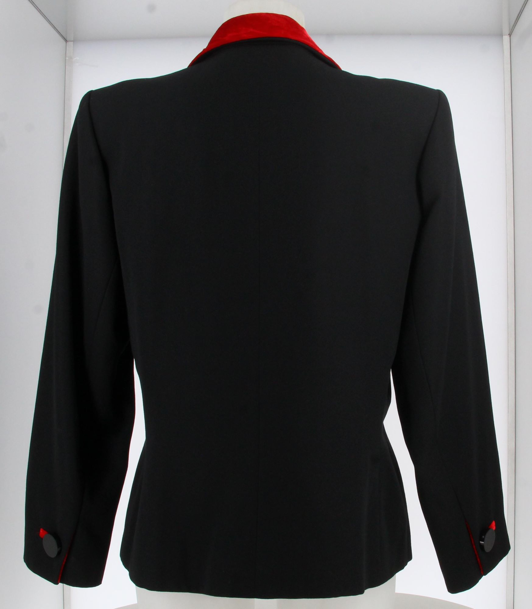 1990 Yves Saint Laurent Rive Gauche Black and Red Velvet Jacket