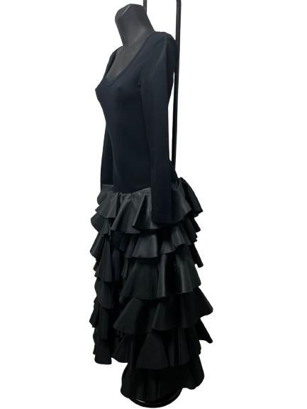 Louis Féraud Flounced Black Gown