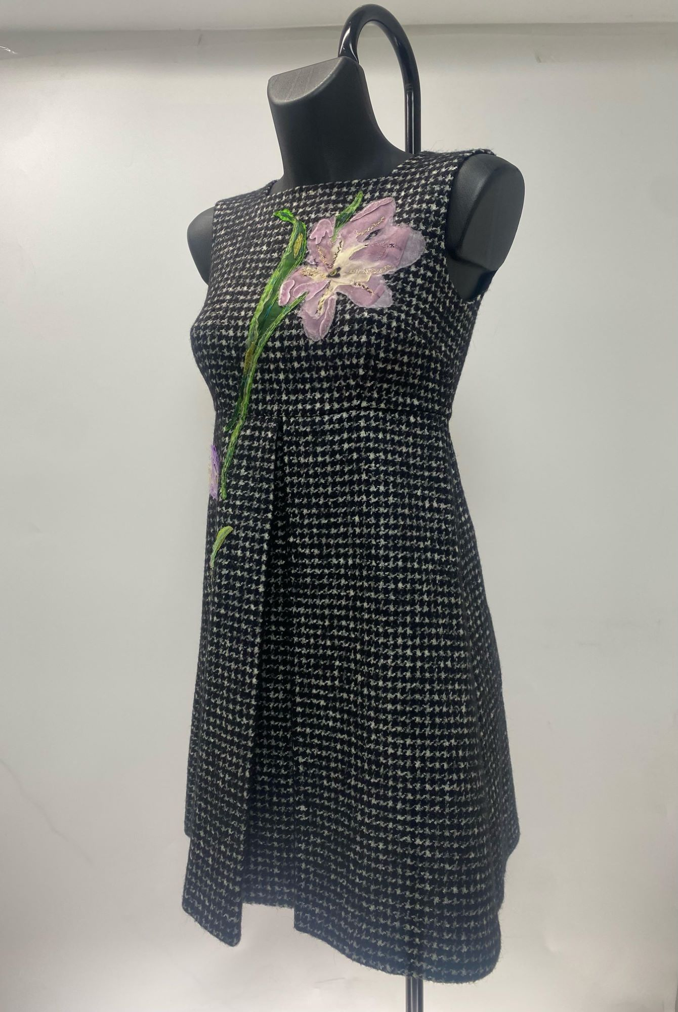 Moschino Black Dress with Logo Golden Stripes