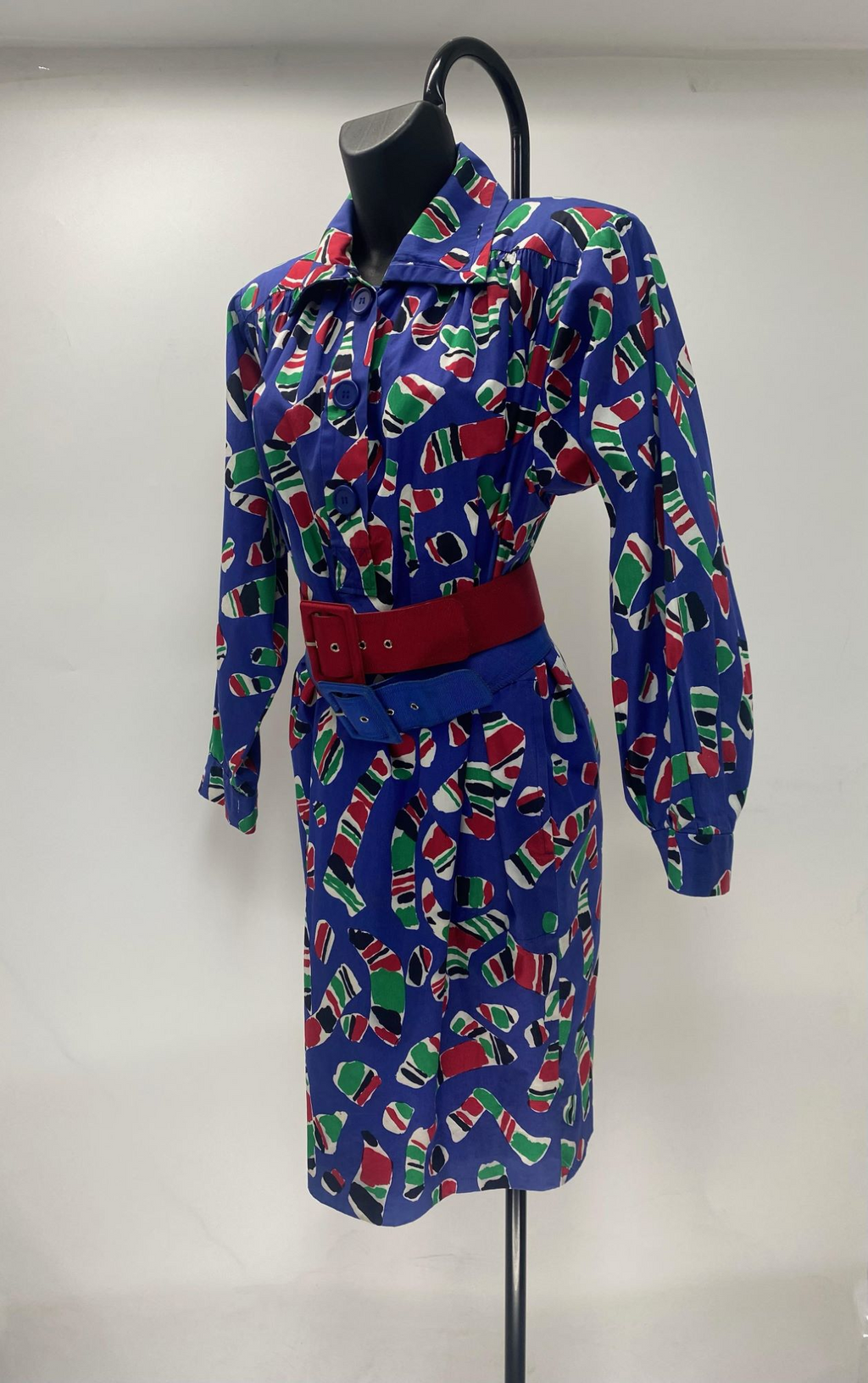 Yves Saint Laurent Abstract Dress with Belts