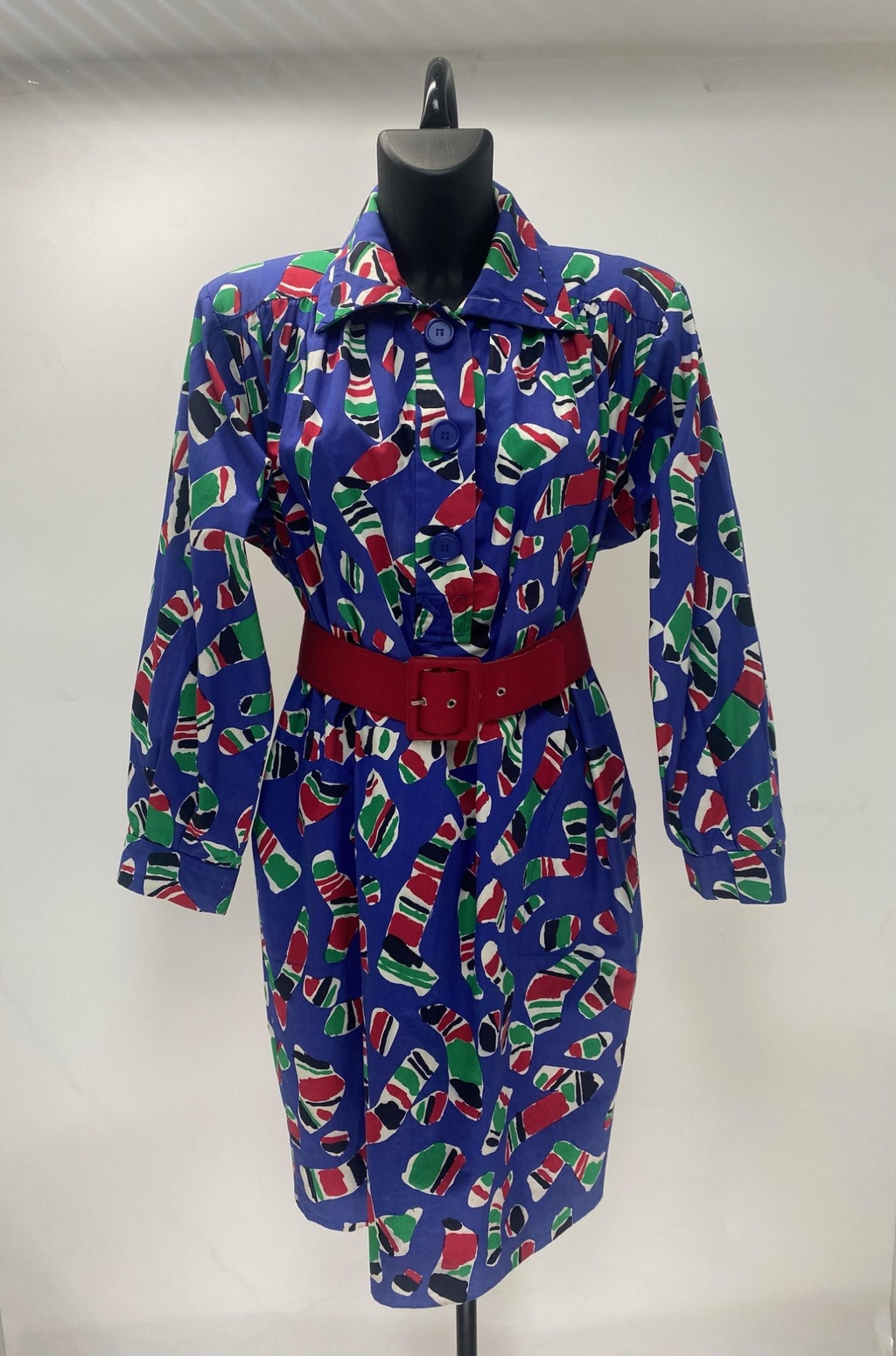 Yves Saint Laurent Abstract Dress with Belts