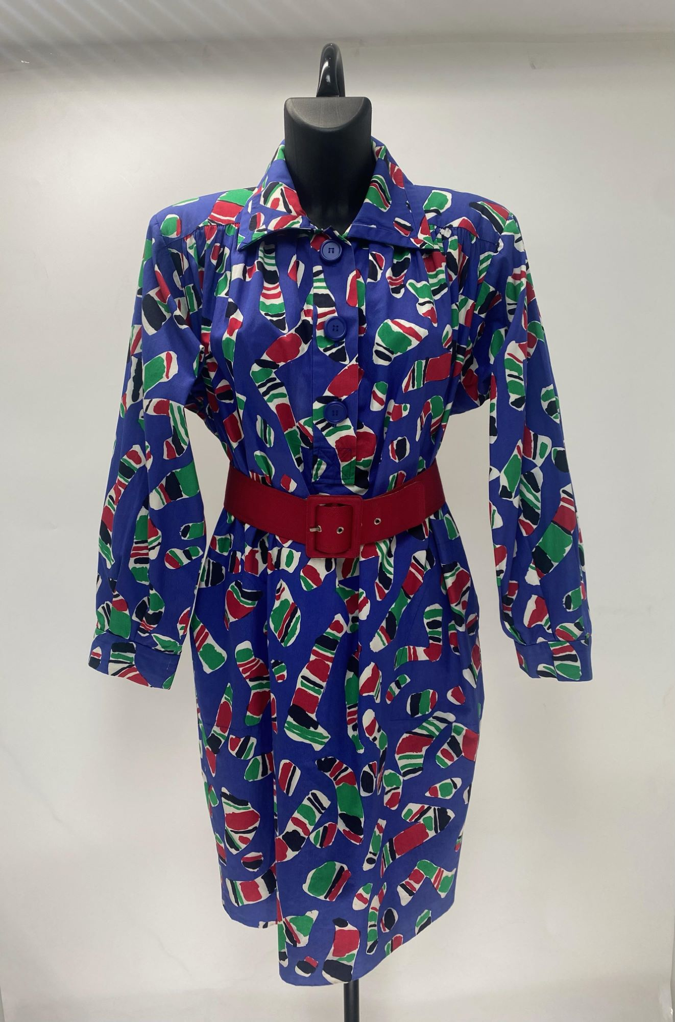 Yves Saint Laurent Abstract Dress with Belts