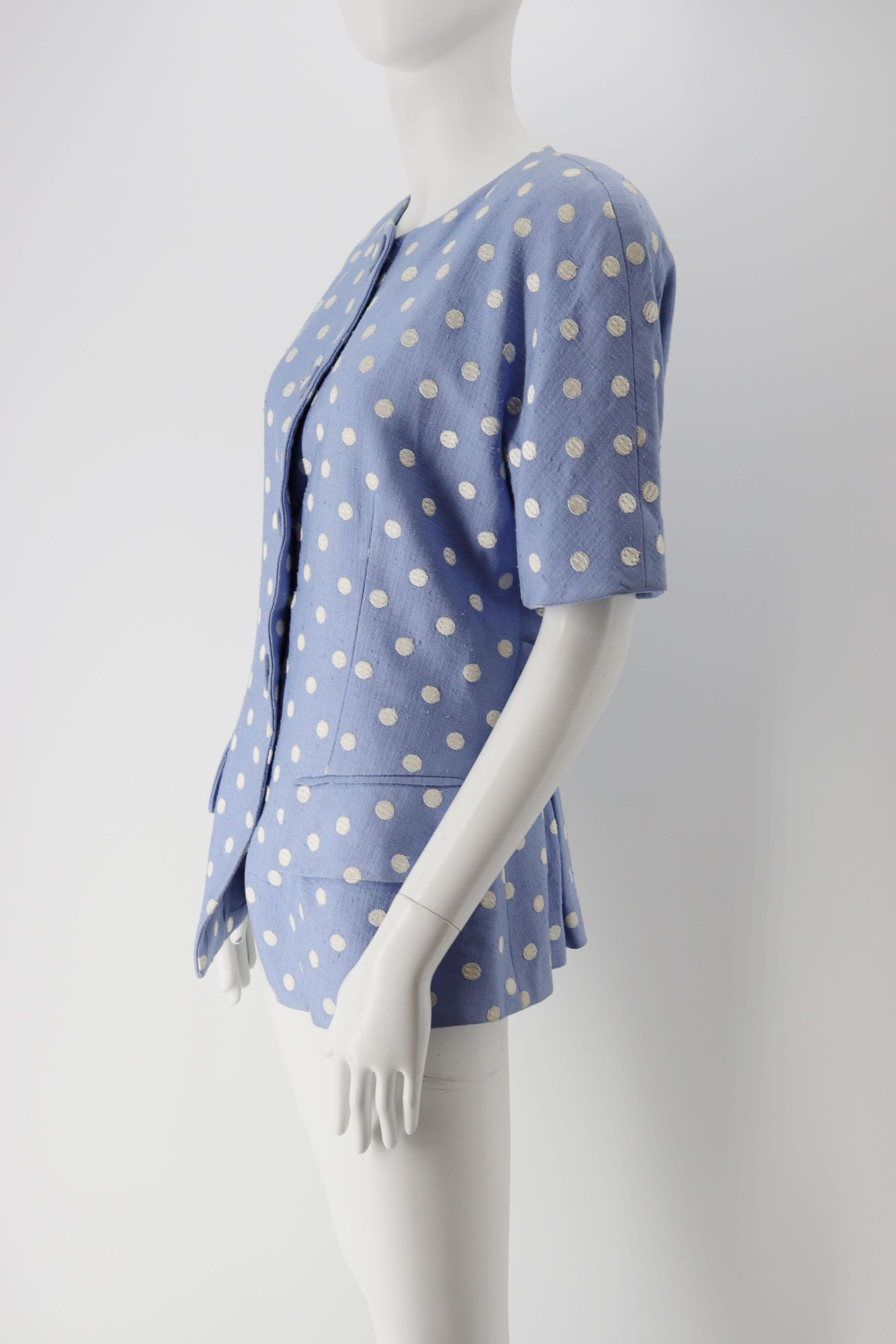 Christian Dior Blue Linen Polka Jacket