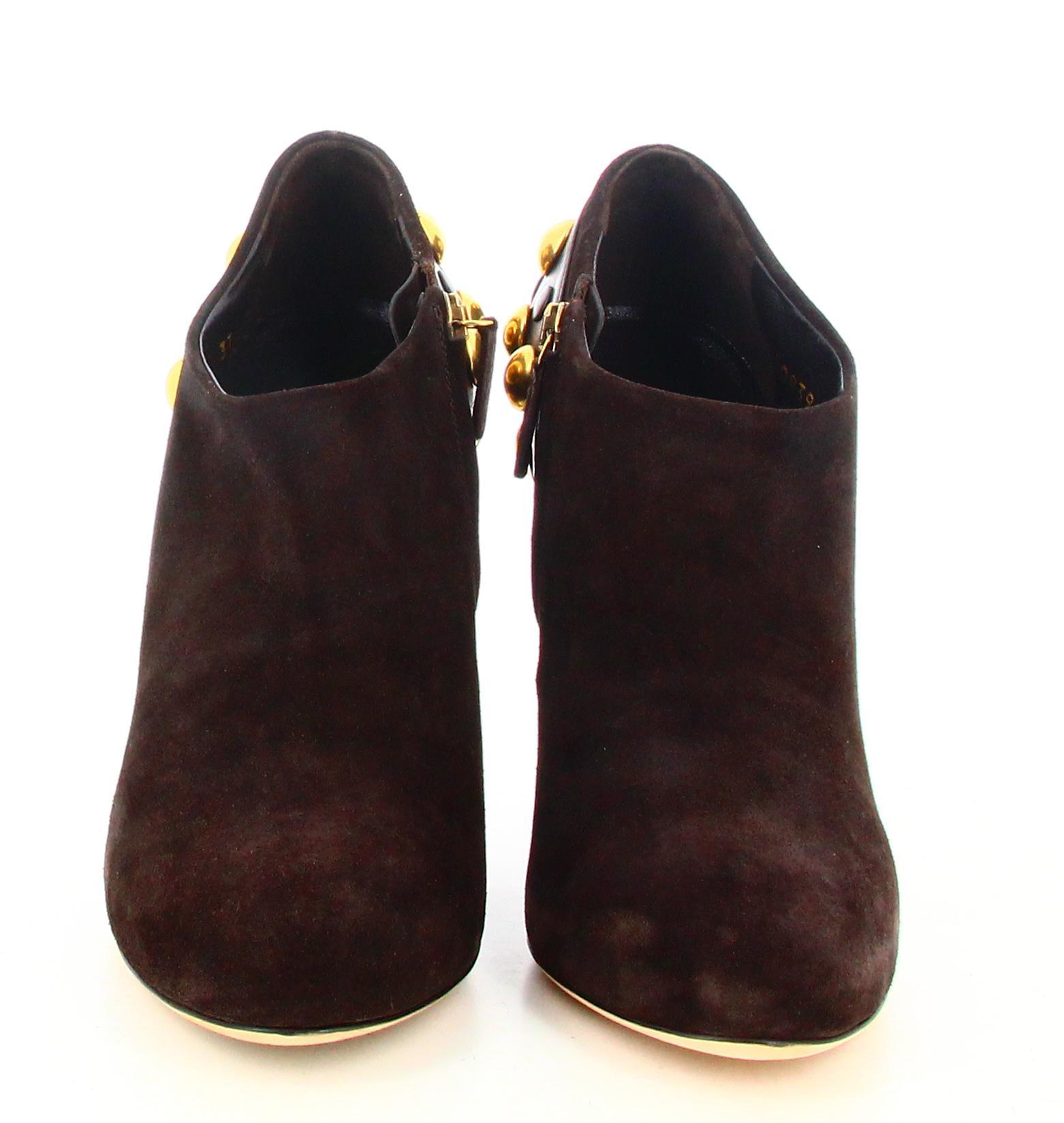 Gucci Heeled Boots Brown Suede