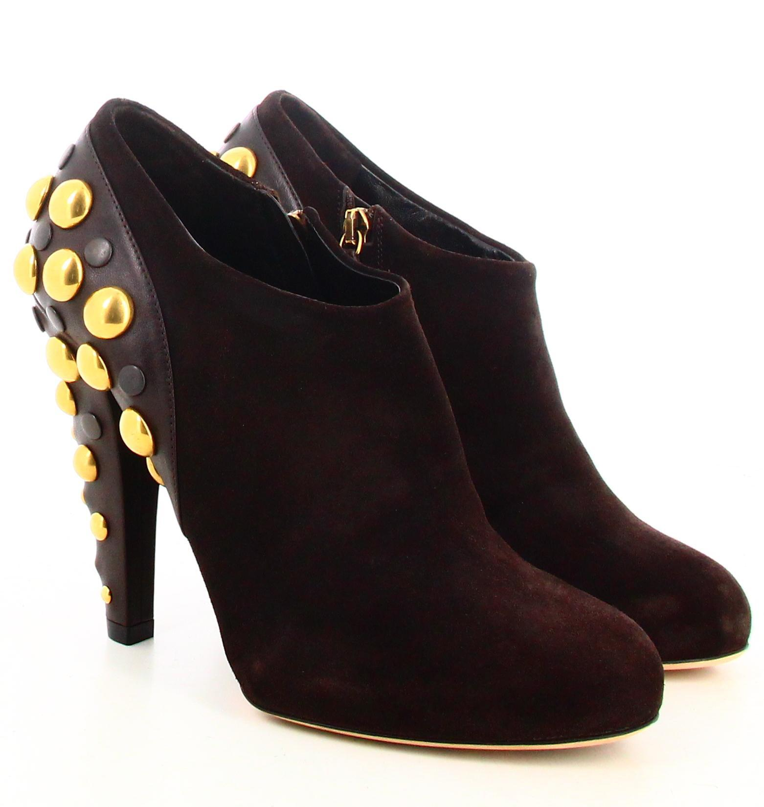 Gucci Heeled Boots Brown Suede