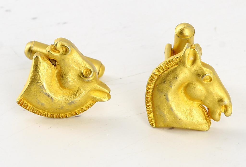 Hermes Golden Horsehead Cufflinks