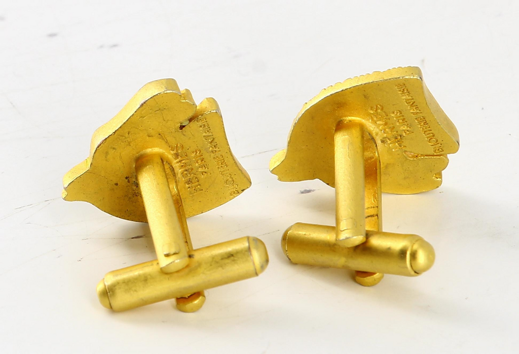 Hermes Golden Horsehead Cufflinks