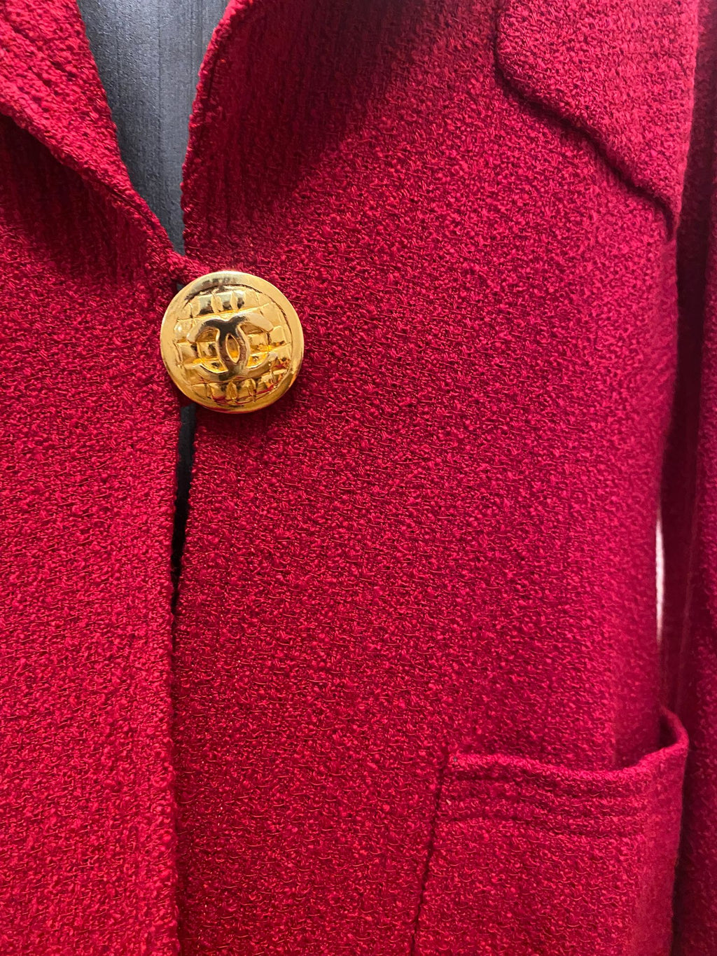 Chanel One Button Red Jacket