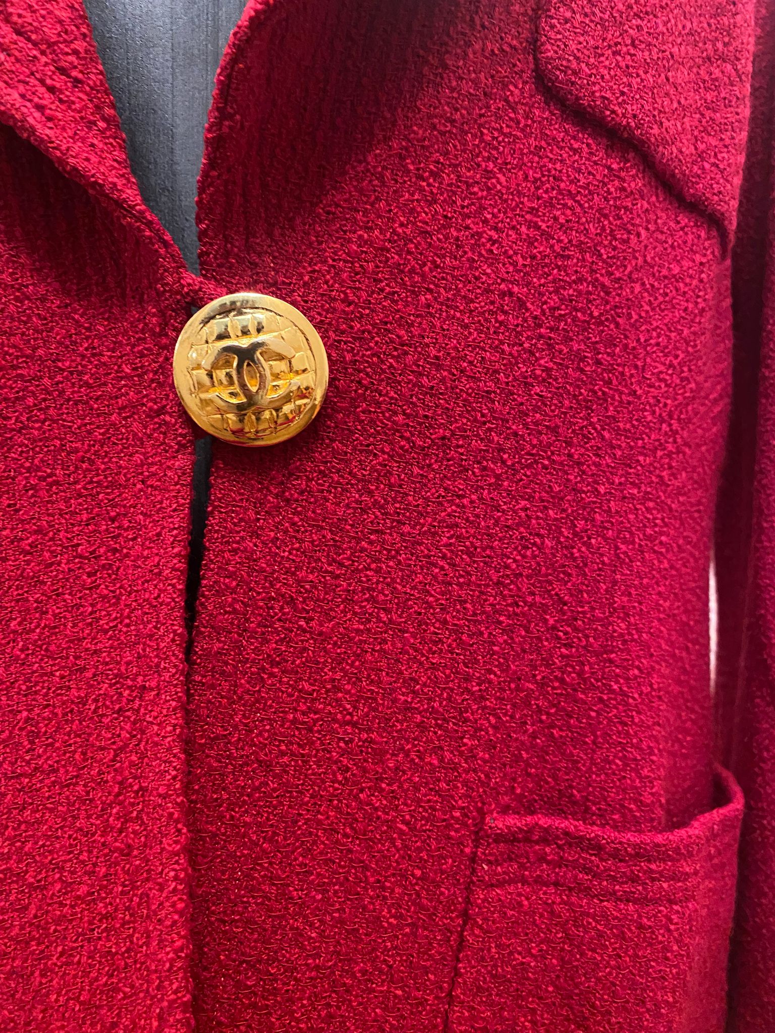 Chanel One Button Red Jacket