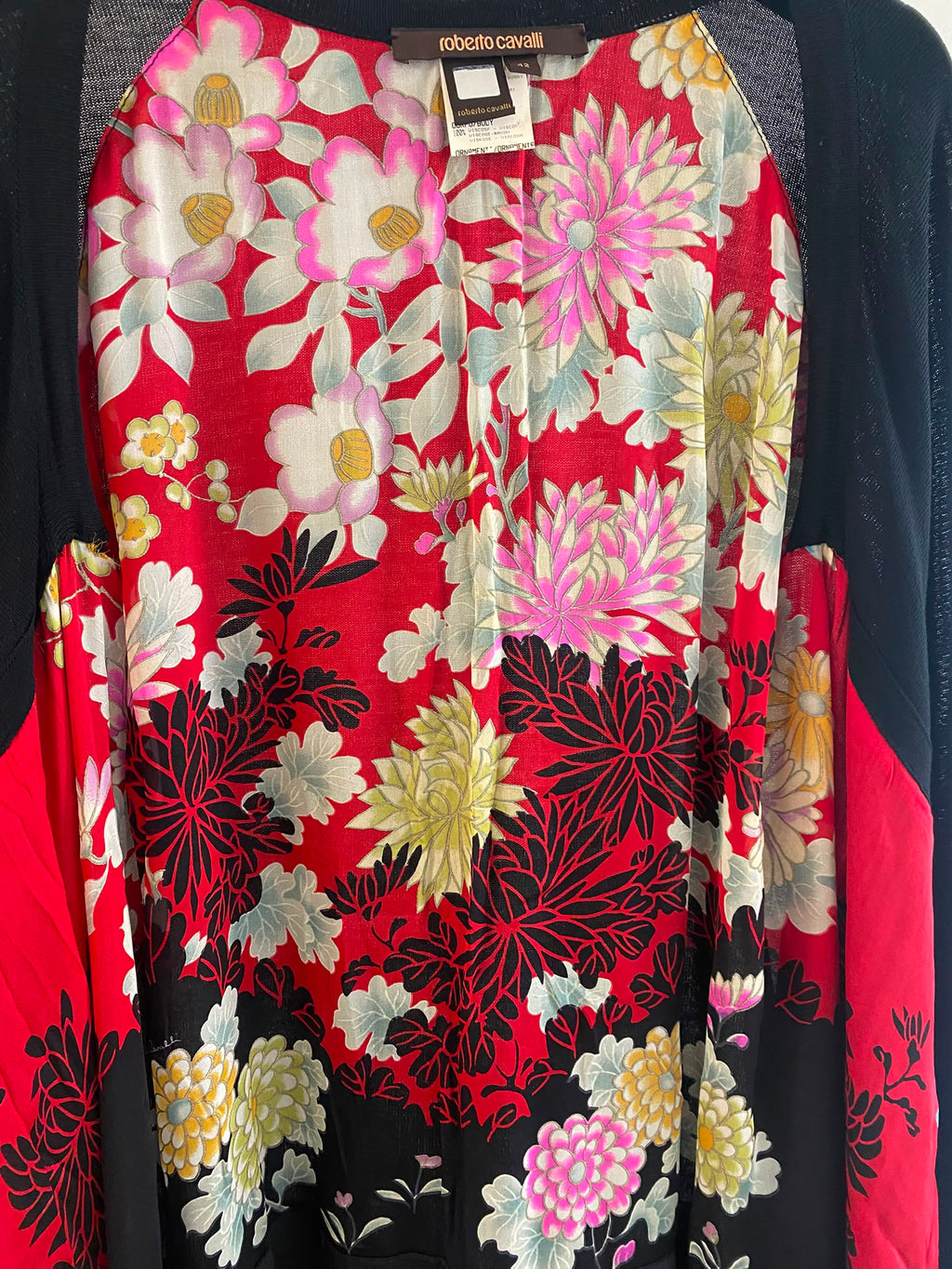 Roberto Cavalli Silk-Touch Kimono Cardigan – Floral Print SS2008