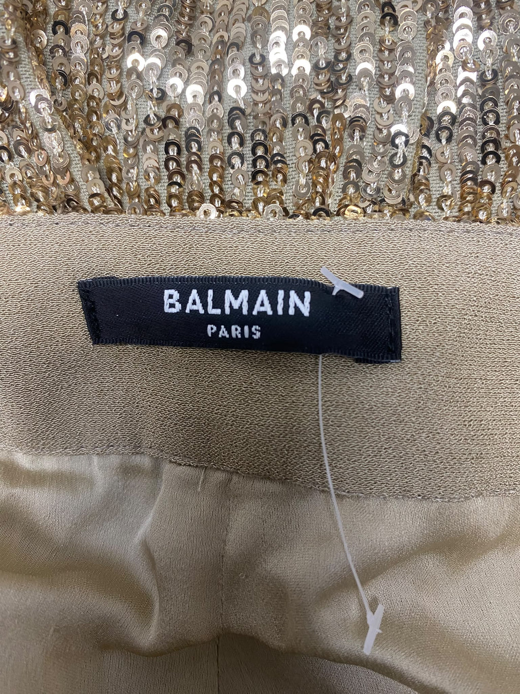 Balmain Paris Gold Sequin Embossed Button Trousers – Size 36