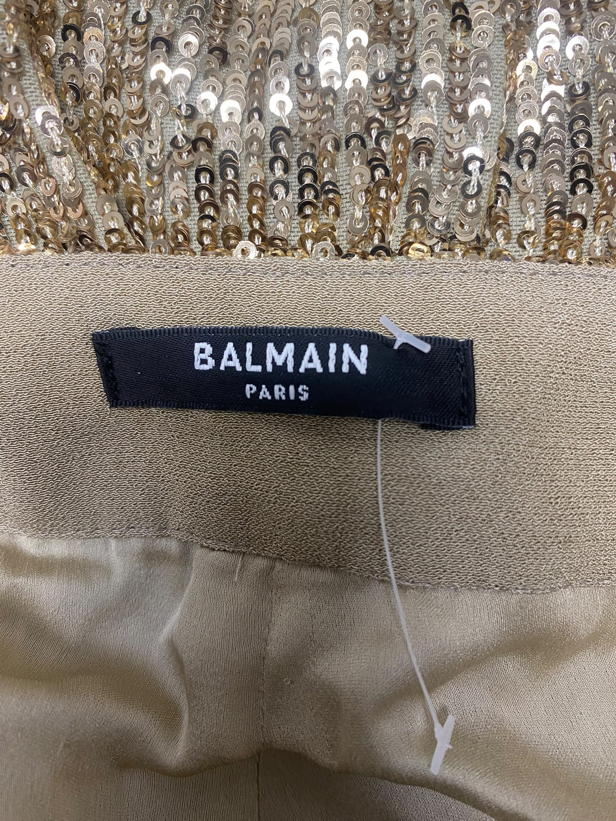 Balmain Paris Gold Sequin Embossed Button Trousers – Size 36