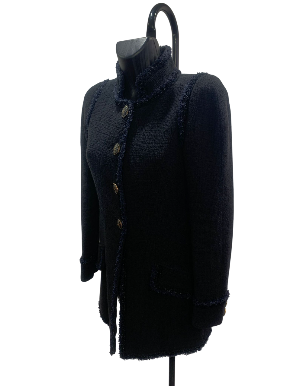 Chanel 13C Tweed CC Logo Buttons Long Jacket