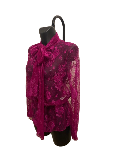 Balenciaga Fuchsia Lace Blouse with Lavallière
