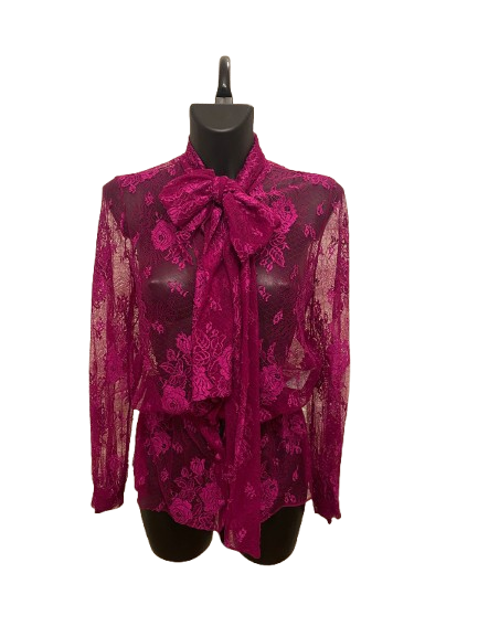 Balenciaga Fuchsia Lace Blouse with Lavallière