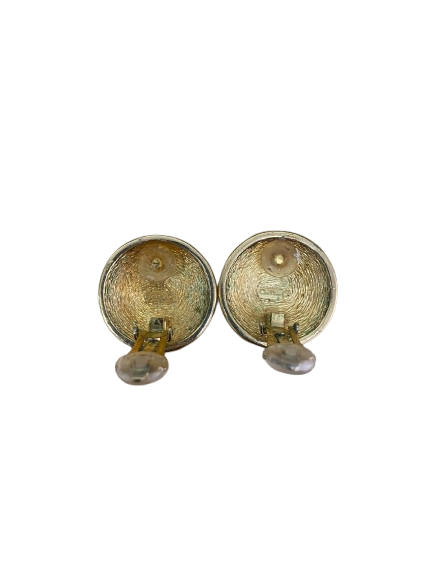 Christian CD Monogram Clip On Gold Earrings