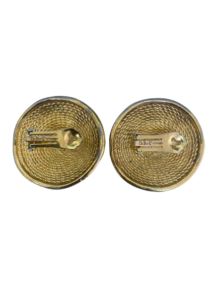 Christian Dior XXL round gold earrings