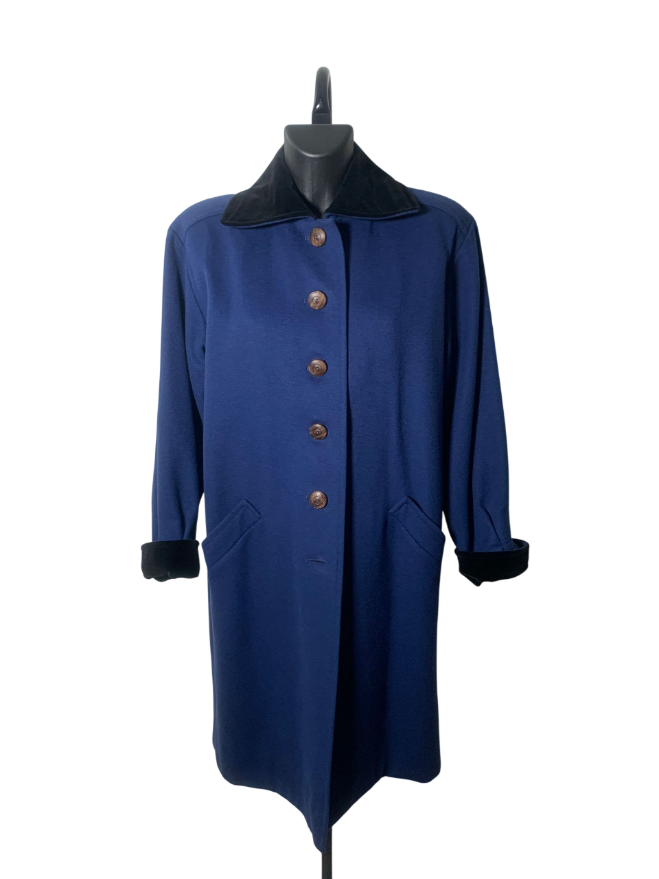 Yves Saint Laurent Blue Coat with Black Velvet Collar