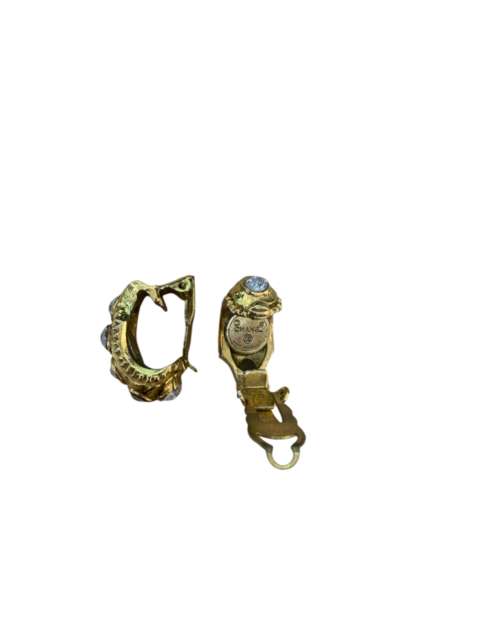 Chanel Hoop Earrings with Rhinestones