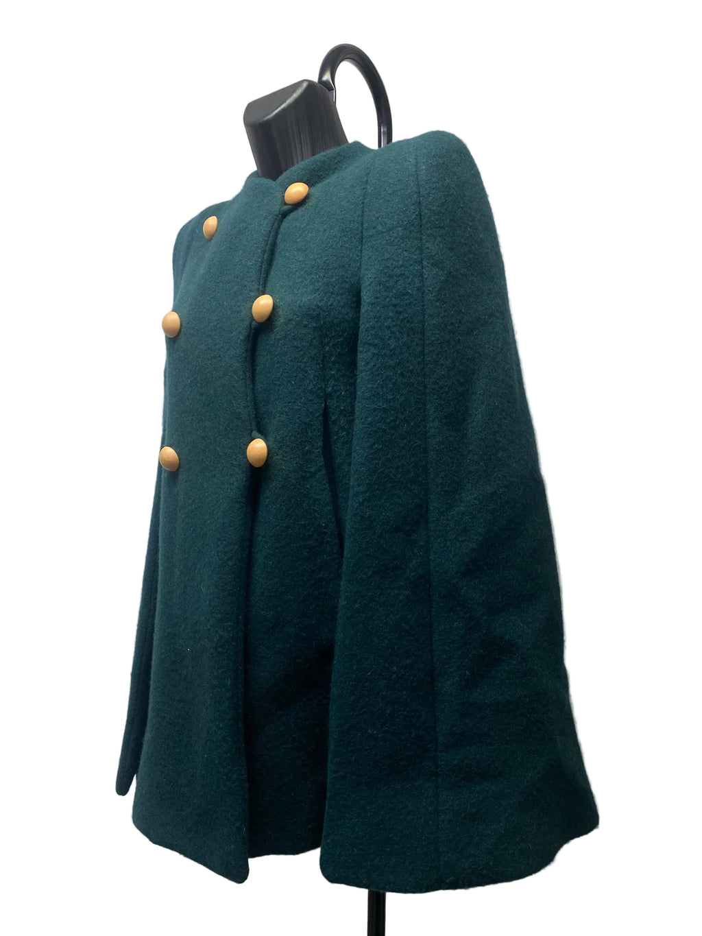 Chloé Dark Green Virgin Wool & Mohair Double-Breasted Cape Coat – Size 34