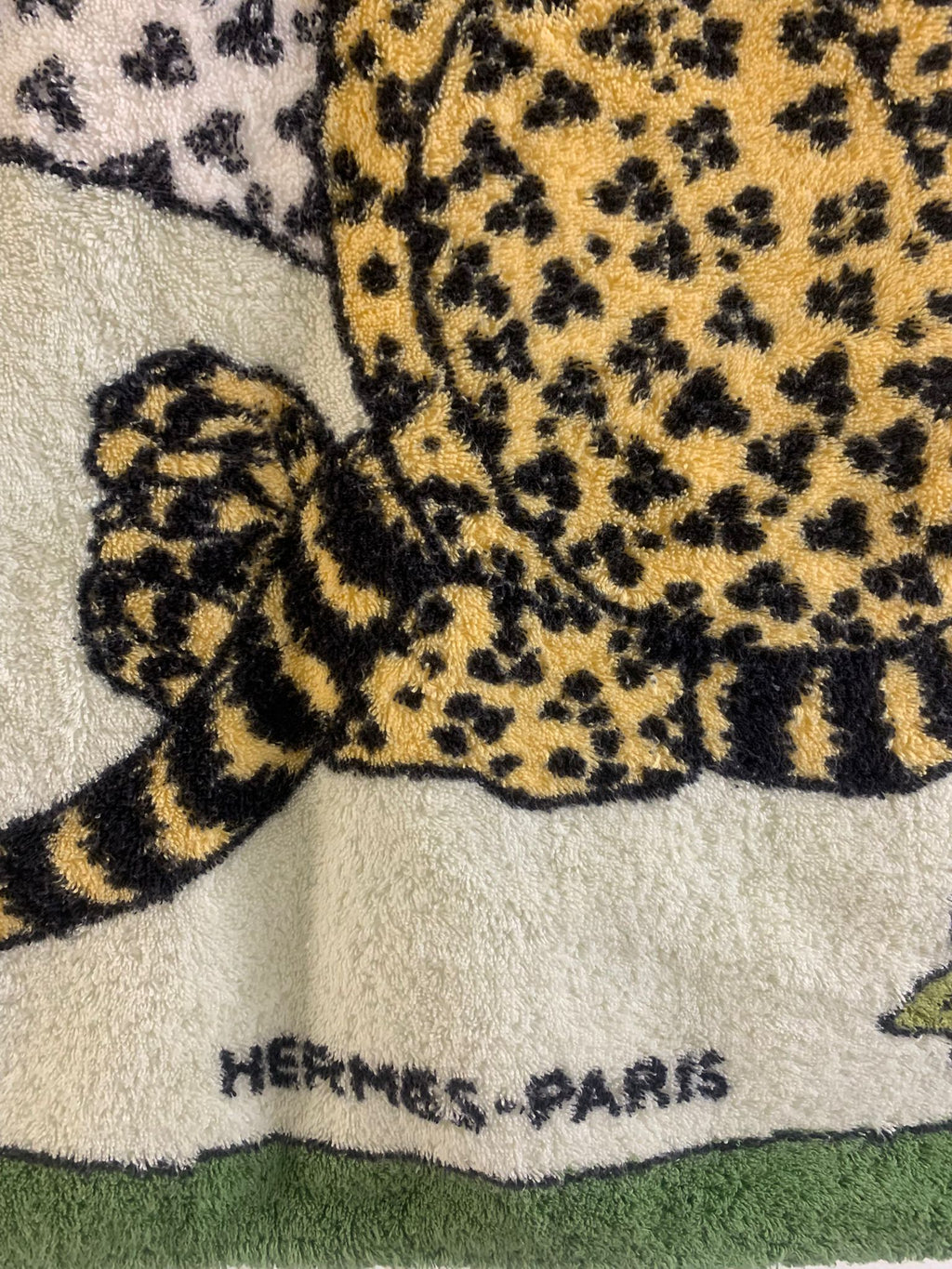 Hermès Beach Towel Iconic Leopard Motif in Terry Cloth (1989)