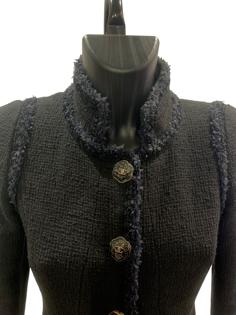 Chanel 13C Tweed CC Logo Buttons Long Jacket