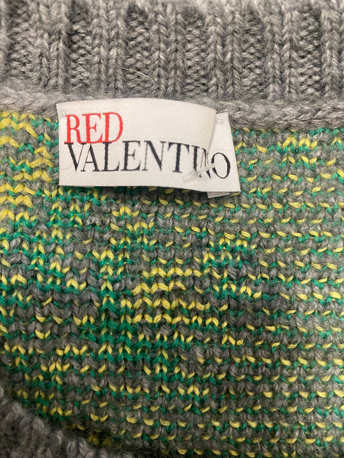 RED Valentino Grey Floral Knit Short-Sleeve Sweater – Size S