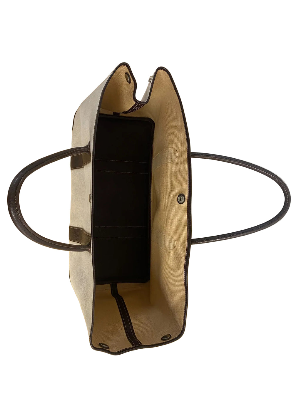 Hermès Garden Party Tote Bag – Beige Canvas & Dark Brown Leather