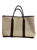 Hermès Garden Party Tote Bag – Beige Canvas & Dark Brown Leather
