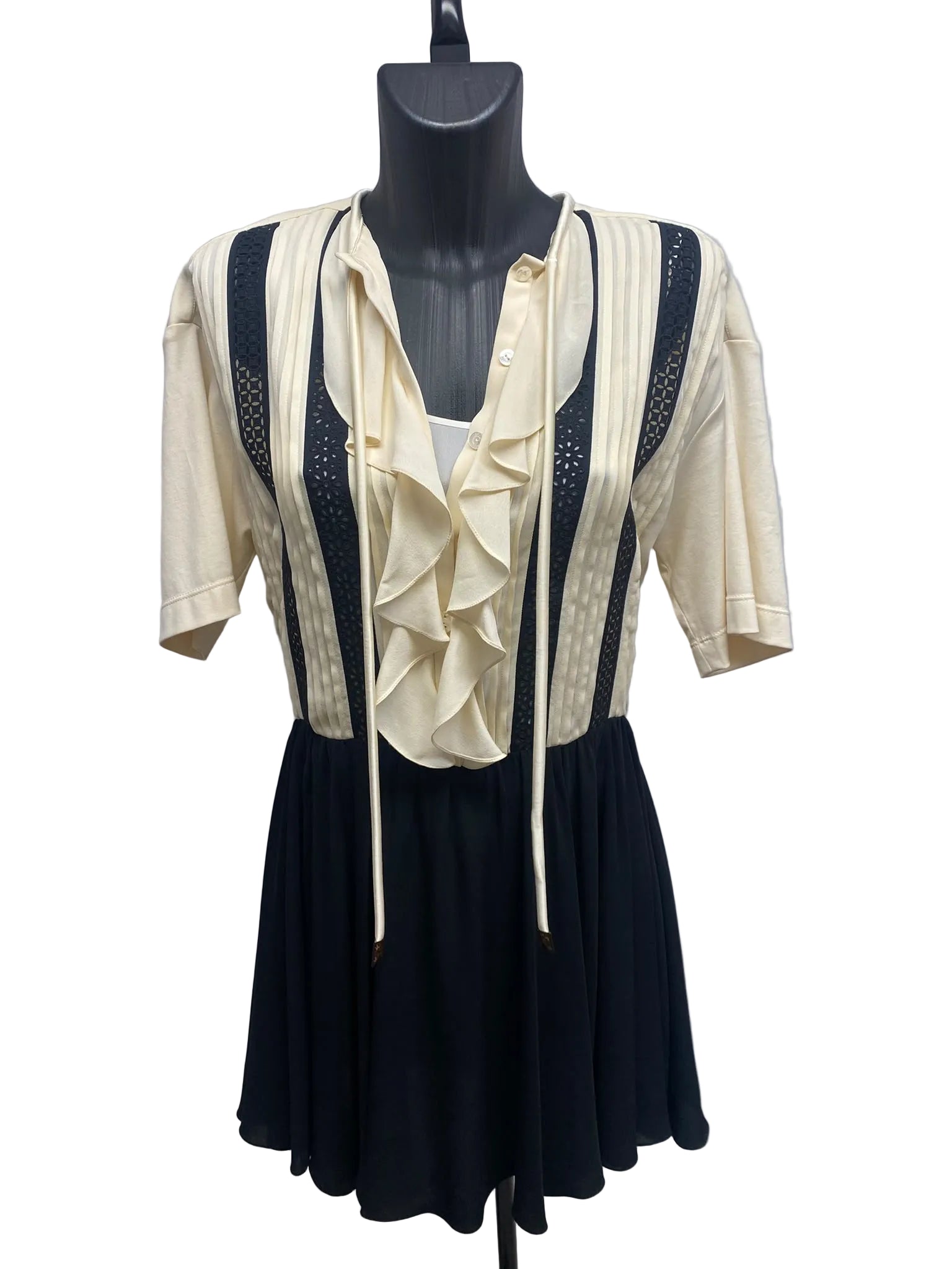 Louis Vuitton Silk-Blend Ruffled Contrast Dress