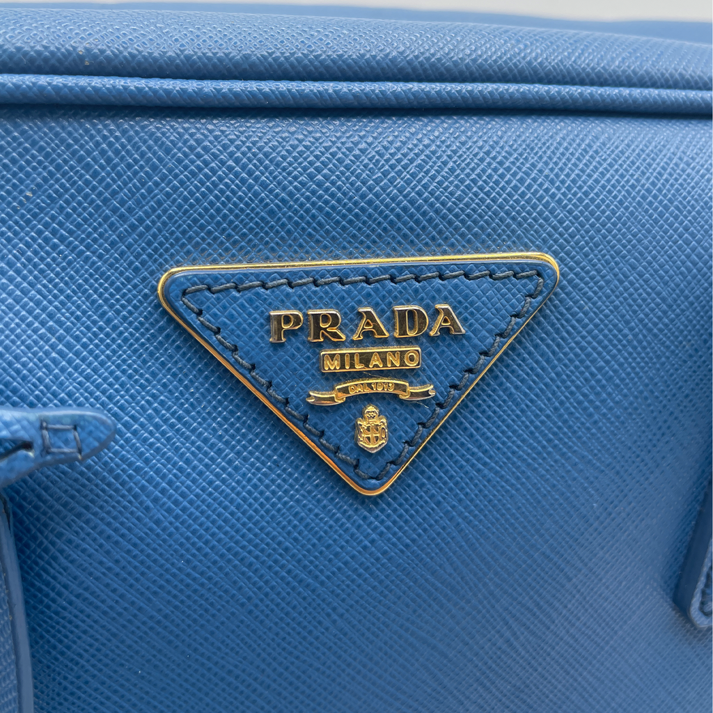 Prada Saffiano Lux Double Handle Bag – Blue