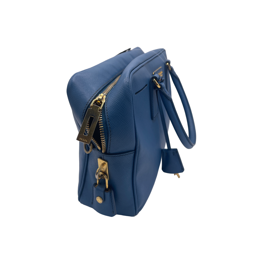 Prada Saffiano Lux Double Handle Bag – Blue