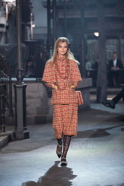 Chanel Orange and Beige Tweed Shoulder Bag (PreFall 2016 Paris-Rome)