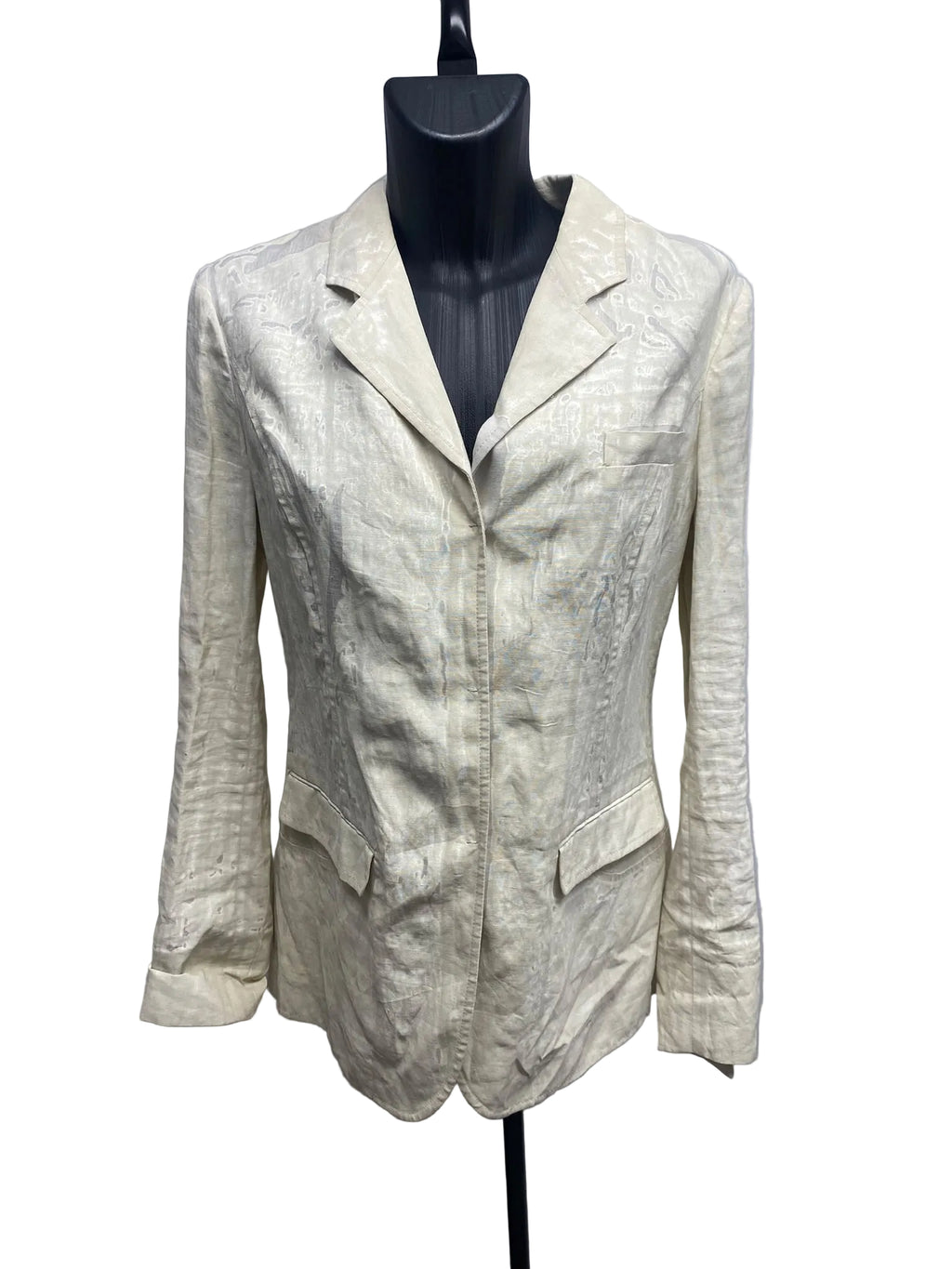Prada Vintage Abstract Print 100% Linen Blazer – Made in Italy (IT 46)