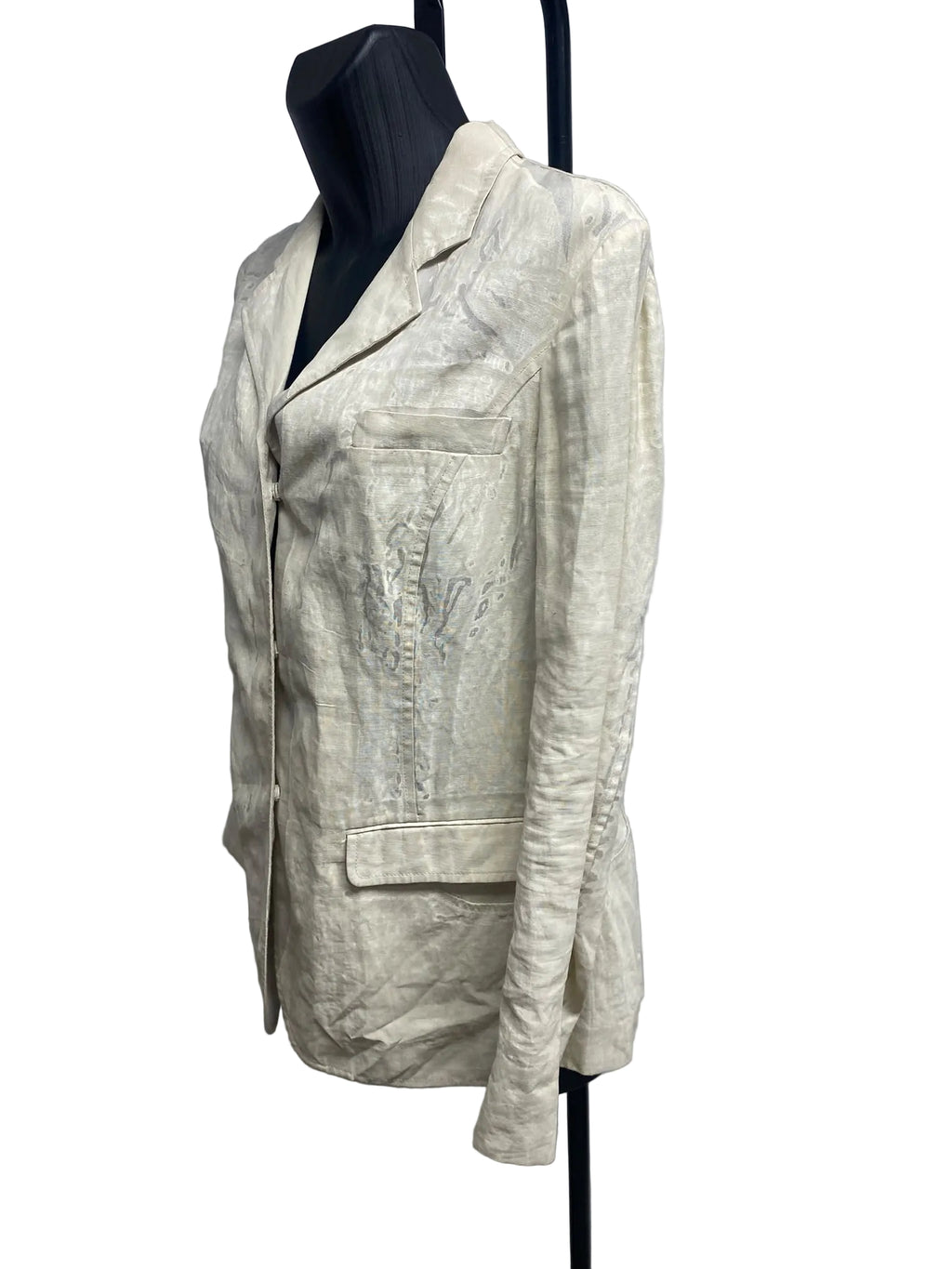 Prada Vintage Abstract Print 100% Linen Blazer – Made in Italy (IT 46)