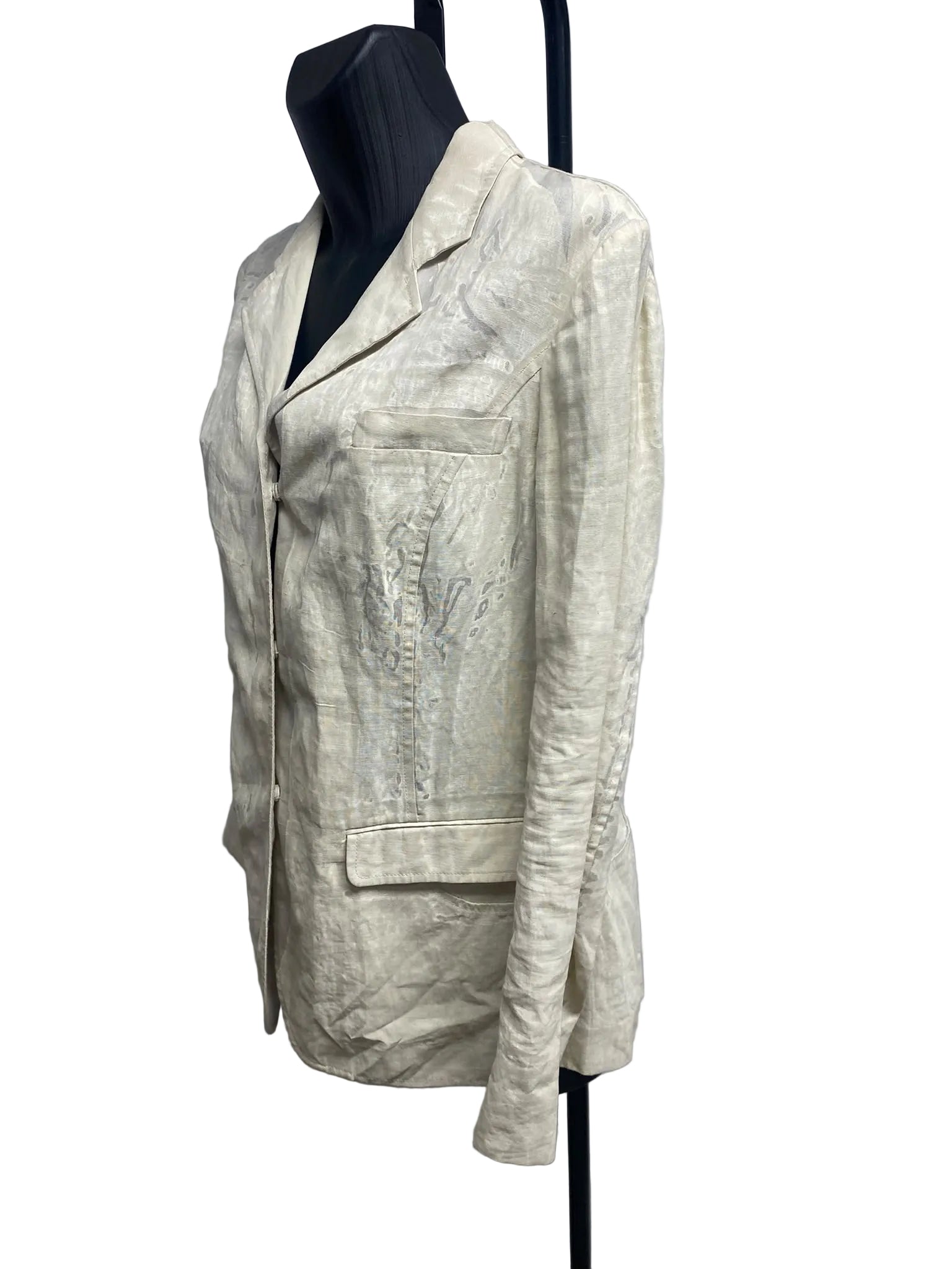 Prada Vintage Abstract Print 100% Linen Blazer – Made in Italy (IT 46)