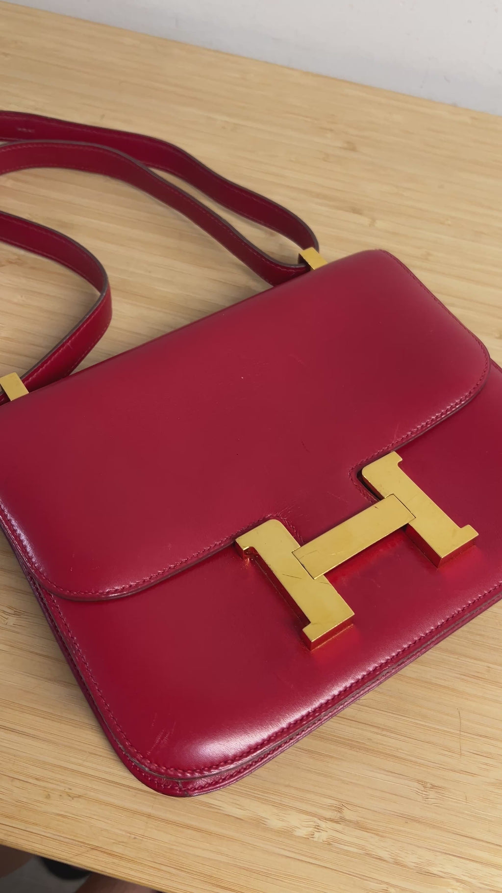 Vintage Hermès Constance 23 Rouge H Box Calf Leather (1971)