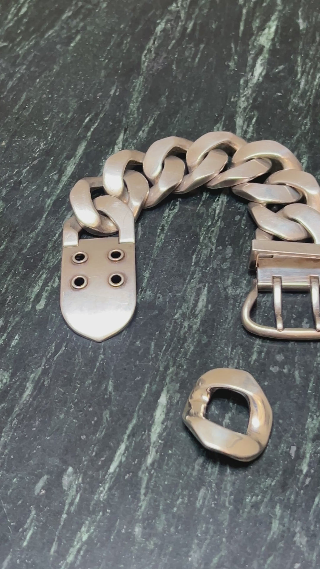 Vintage Hermes Boucles Sellier Sterling Silver Chain Bracelet