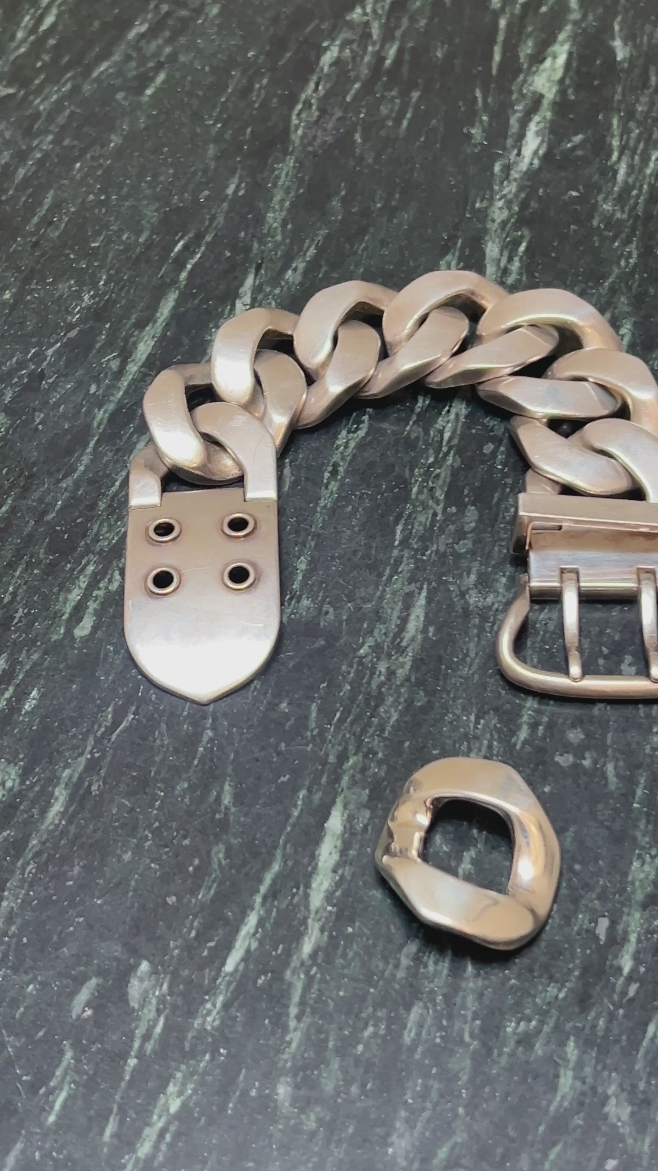 Vintage Hermes Boucles Sellier Sterling Silver Chain Bracelet