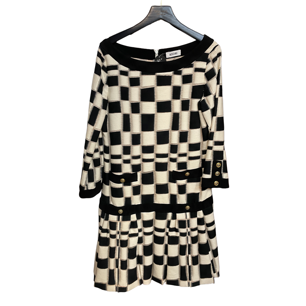 Moschino Black & Ivory Checkered Dress – Size 36