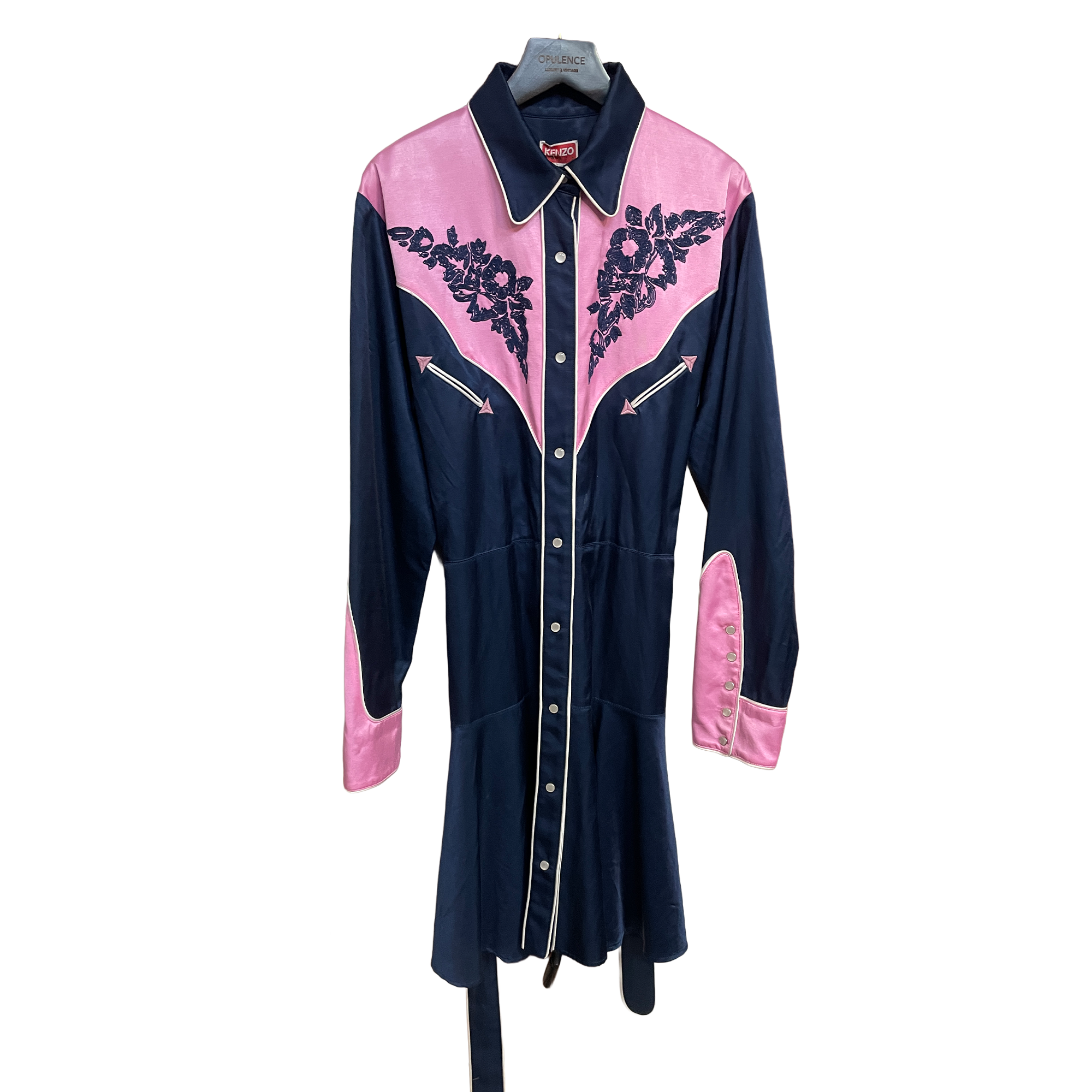 Kenzo Paris Navy & Pink Western-Style Dress – Size S