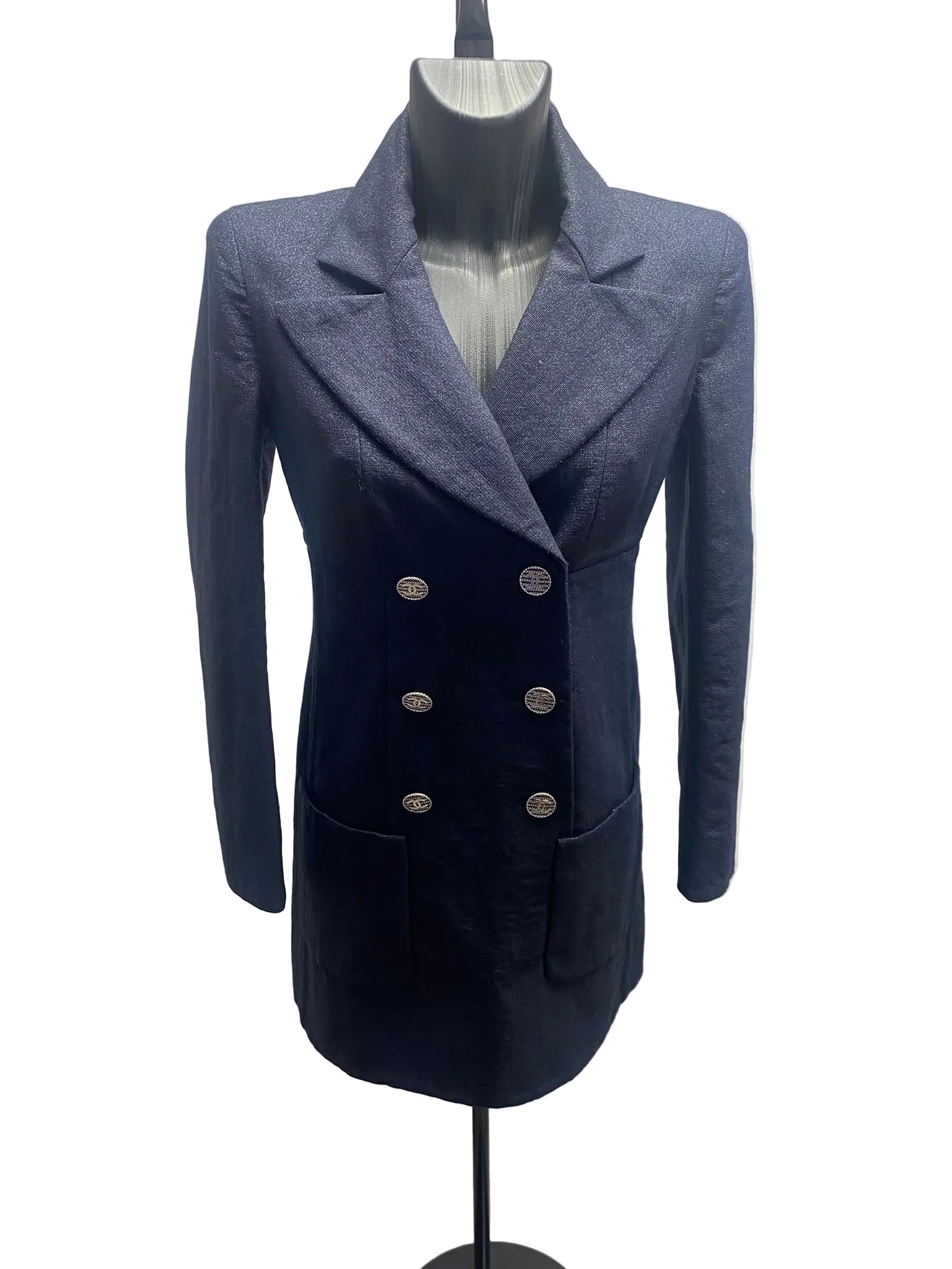 Chanel Vintage Navy Blue Double-Breasted Blazer Dress – Size 36