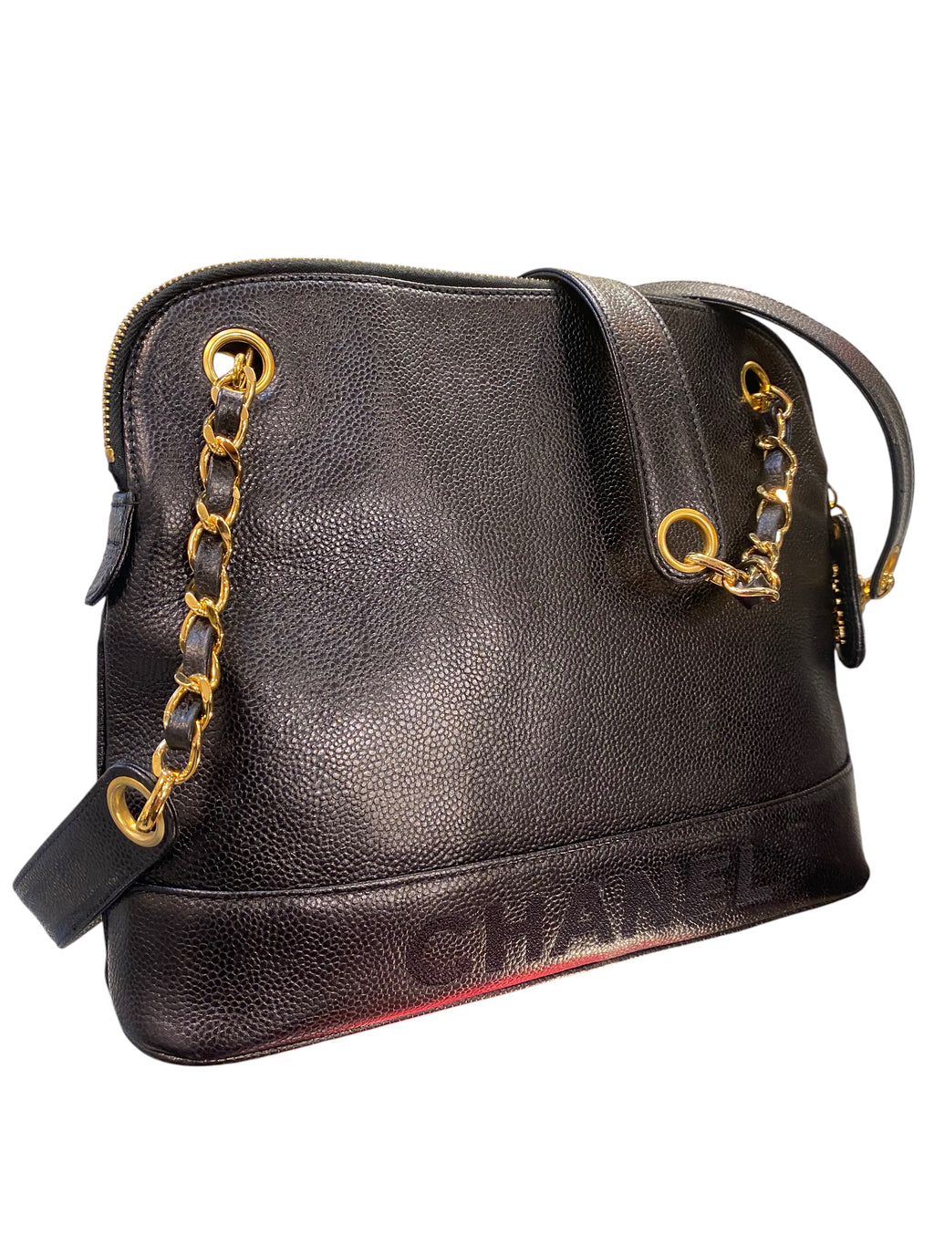 1996 Chanel handbag in black grained leather
