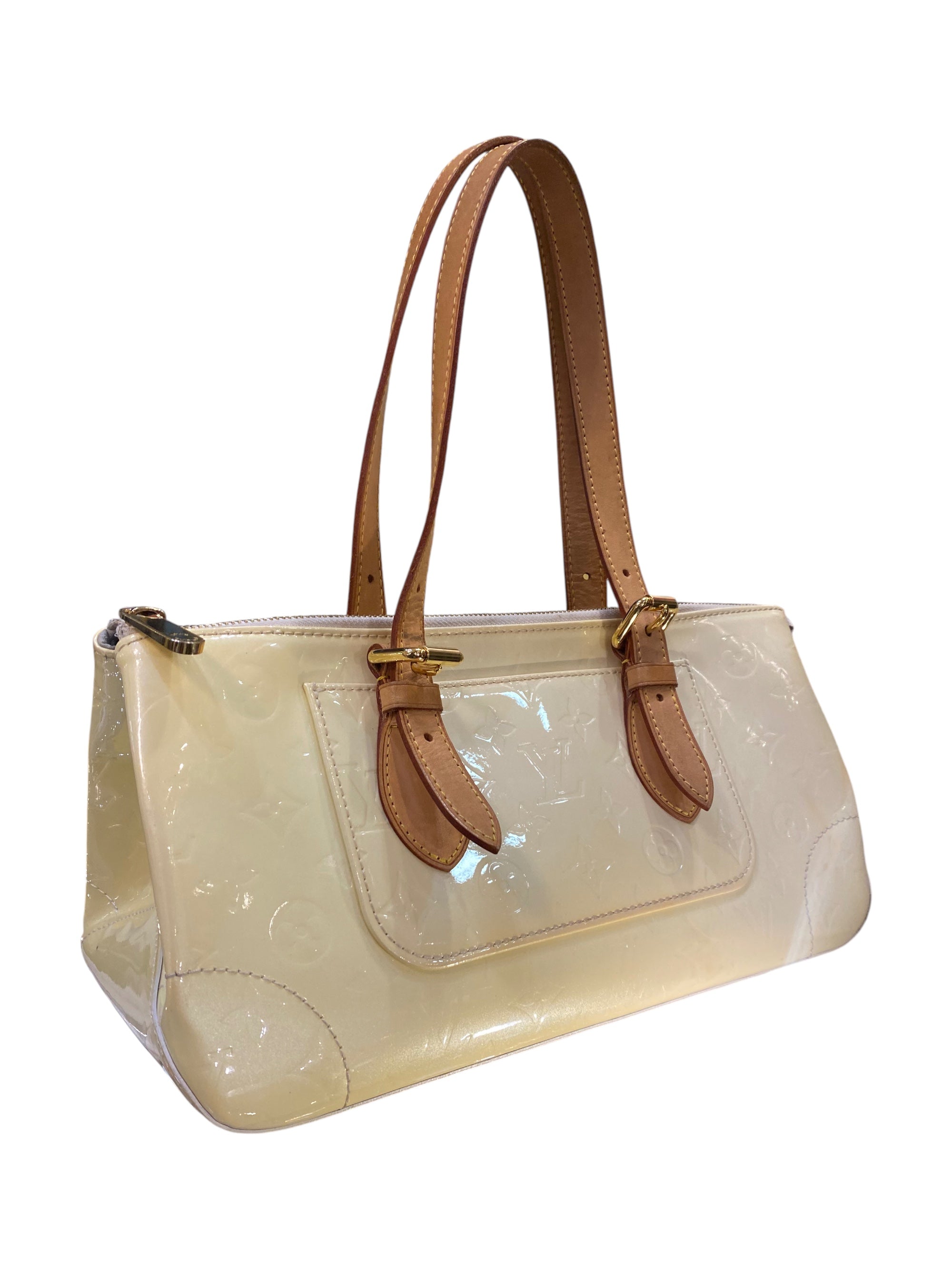 2008 Louis Vuitton handbag in beige monogram patent leather