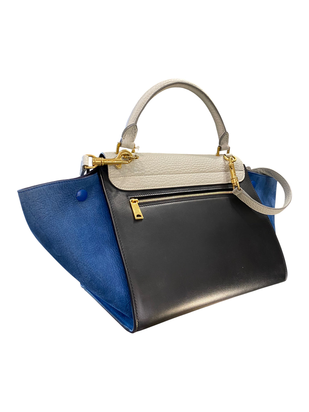 Céline Paris Trapèze Handbag in Grained Leather and Suede