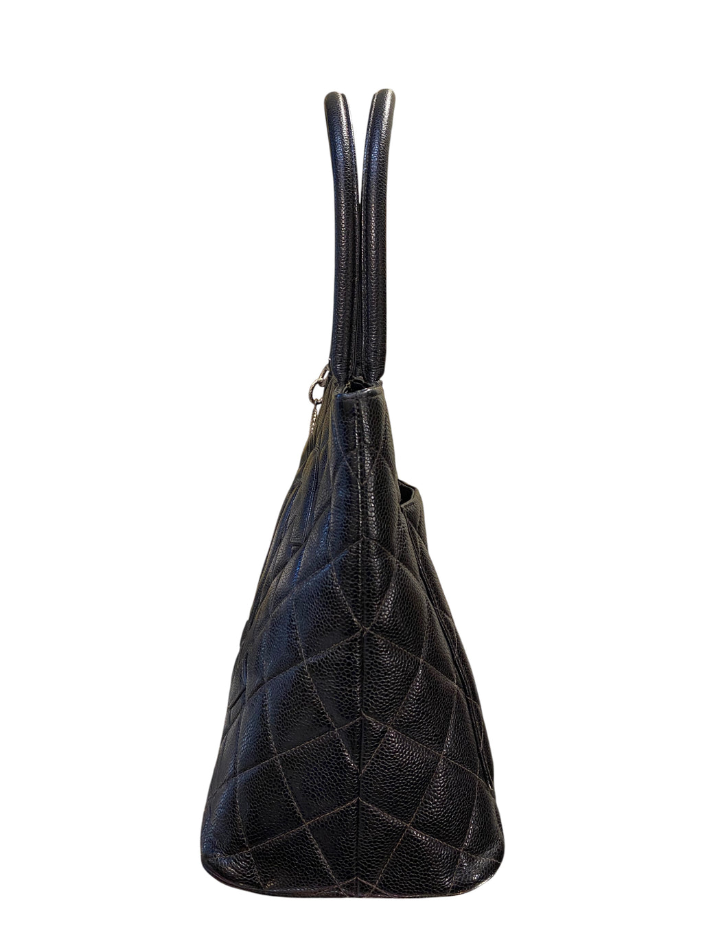 1997 Chanel handbag in black quilted grained leather with double C logo