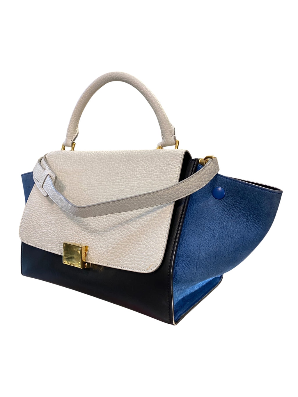 Céline Paris Trapèze Handbag in Grained Leather and Suede
