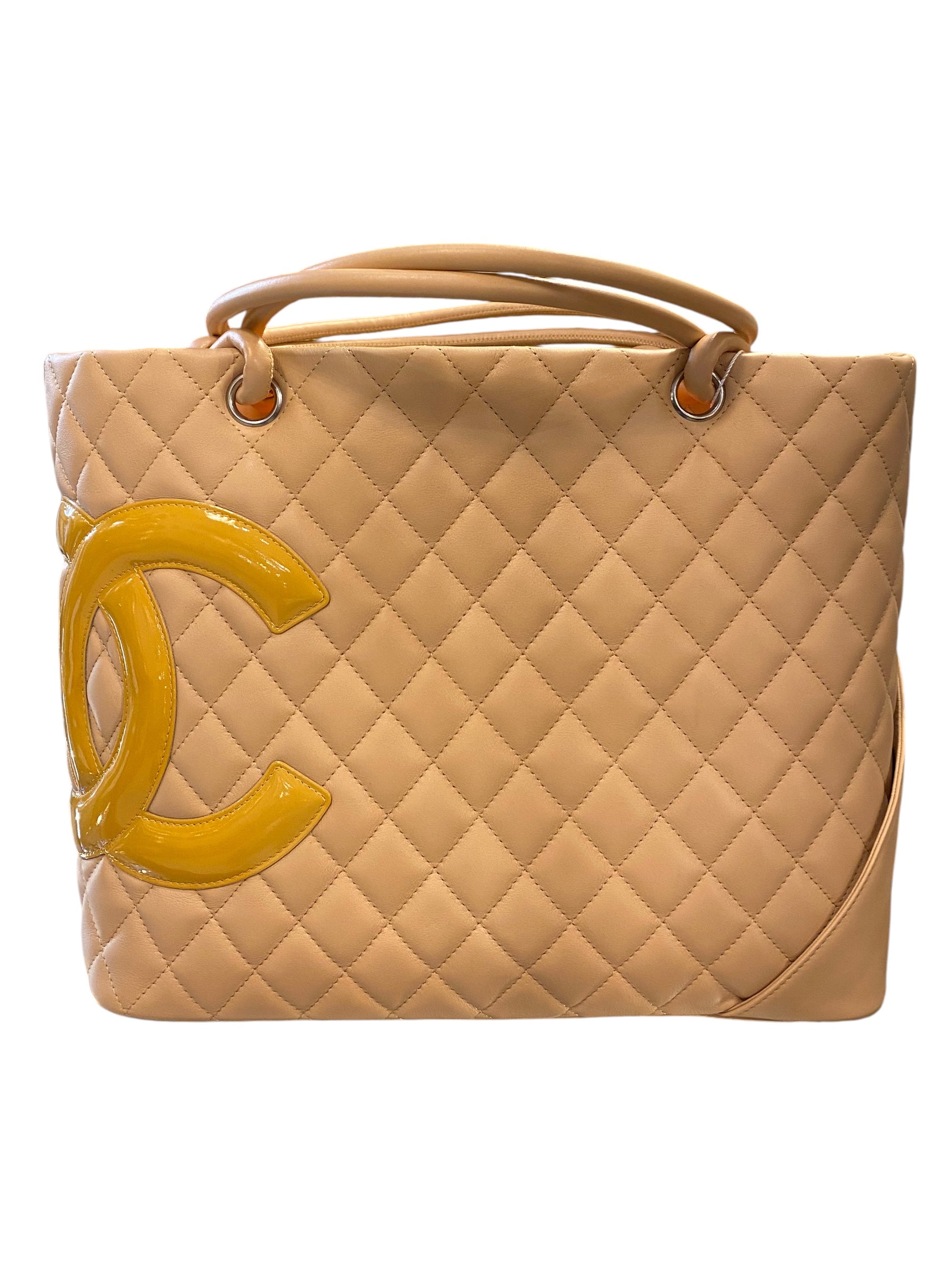 2005 Chanel Cambon Beige Lambskin Leather Quilted Double C Handbag