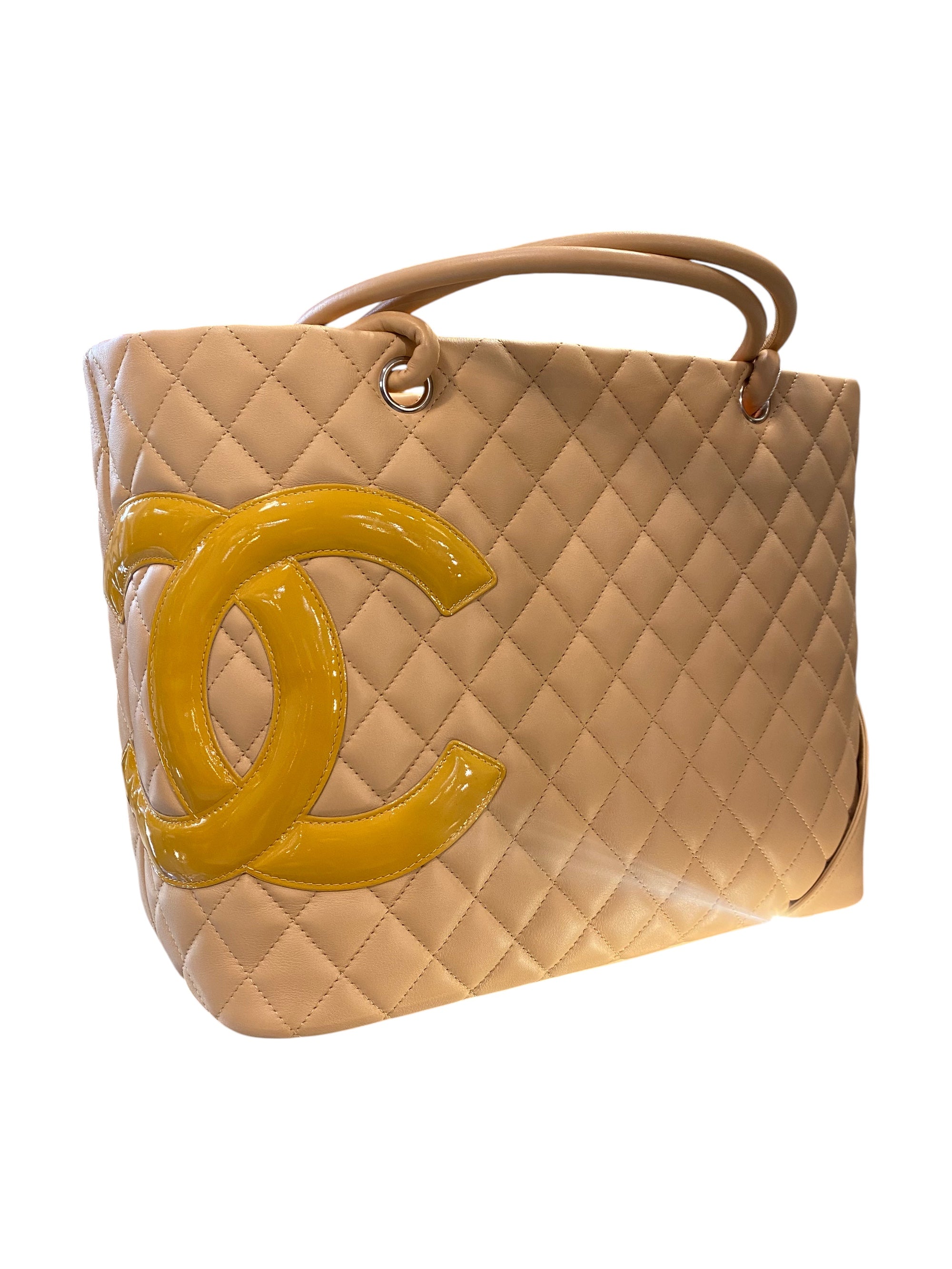 2005 Chanel Cambon Beige Lambskin Leather Quilted Double C Handbag